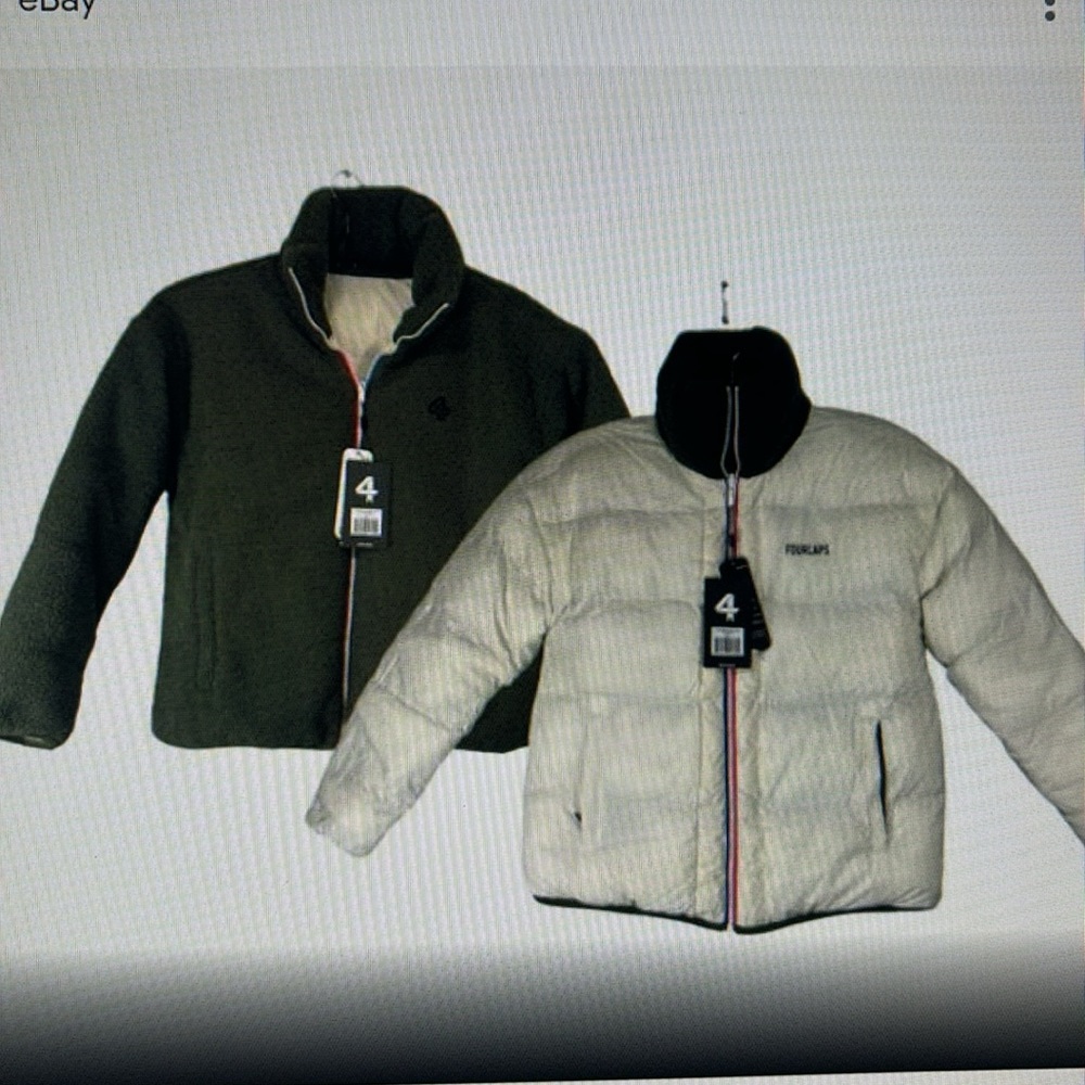 NWT Four Laps Pilar Quilted Sherpa Reversible Jacket.   Color Thyme/White. Large